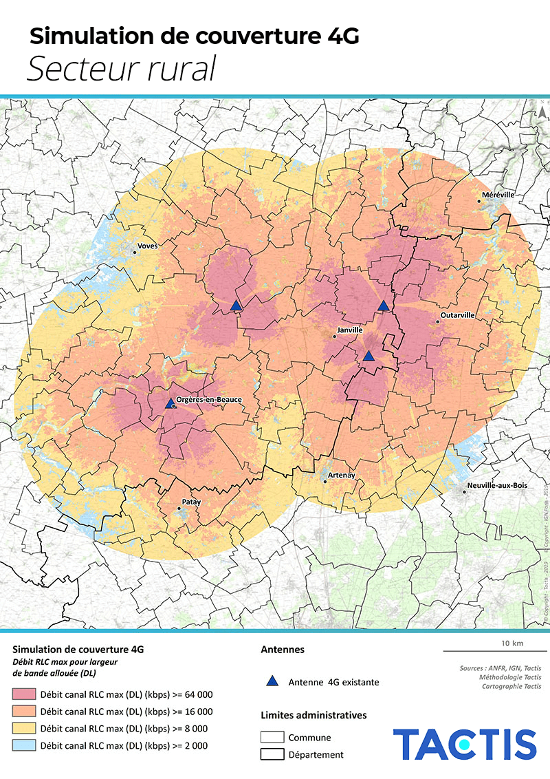 Tactis - Simulation couverture 4G Zone rurale 