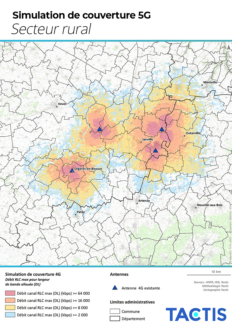 Tactis - Simulation couverture 5G Zone rurale