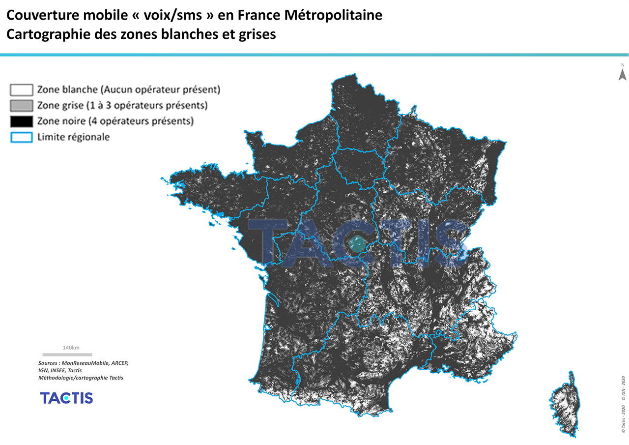 Tactis - Couverture-mobile - Zones blanches et grises - France